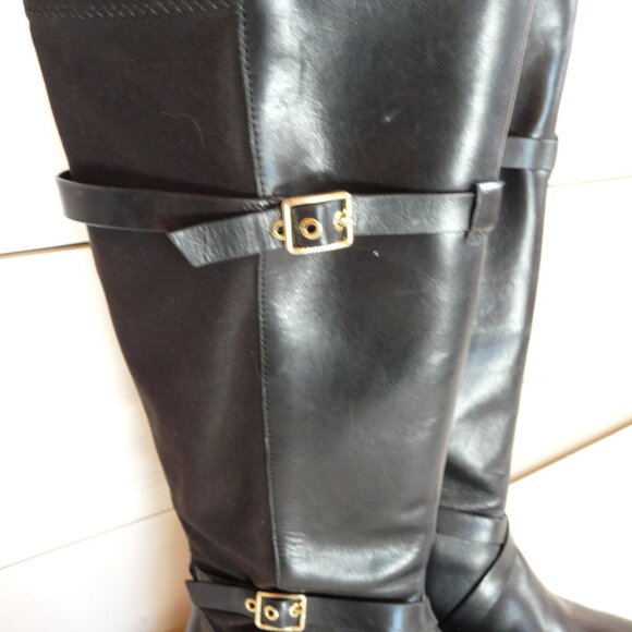 Women's Cole Haan Grand Os Leather and Fabric Black Knee High 7 - Picture 4 of 9